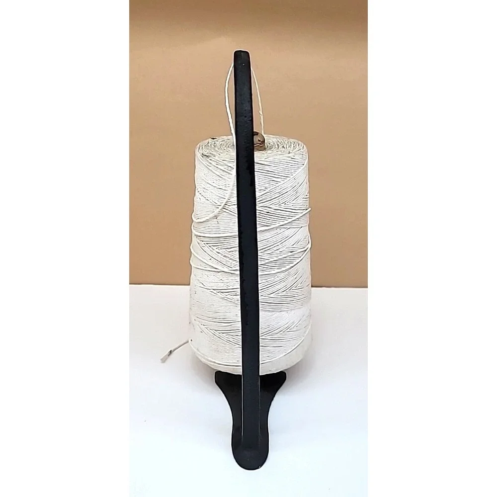 Antique Black Painted Cast Iron String Holder w/Original Ivory String Cone